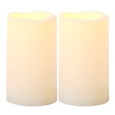 2 PCS Waterproof Outdoor Flameless Battery-operated LED Candles with Timer 3"x5  