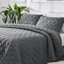 Size Quilt Set Grey, Lightweight Comforter Gray - 3 Pieces King Dark Grey