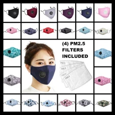 Valve Paisley Camo Face Mask Washable Reusable Adjustable + (4) PM2.5 Filters 