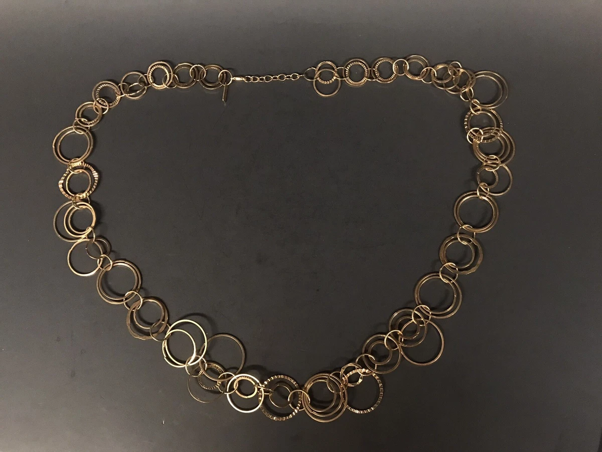 Daisy Fuentes Signed Gold Tone Necklace Interlocking Rings eBay