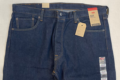 Levis 501 Original Fit Mens Stretch Jeans 38X34 Dark Blue W38L34