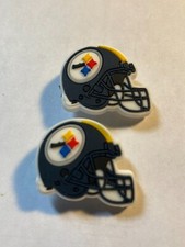Pittsburgh Steelers helmet football team shoe charm 2pk button back