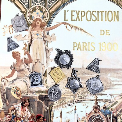 Médaille Pendentif Sportive Pierre Elims - Cyclisme Vintage, Vers 1900, Médaillon JO Paris