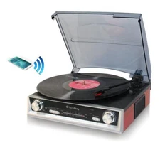 TECHPLAY ODC107BT BLUETOOTH RECORD PLAYER TURNTABLE FM RADIO BUILT IN SPEAKERS