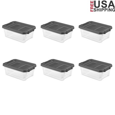 Durable Clear Plastic Stacker Storage Boxes W/ Lids Organizing Solution 6 Pack
