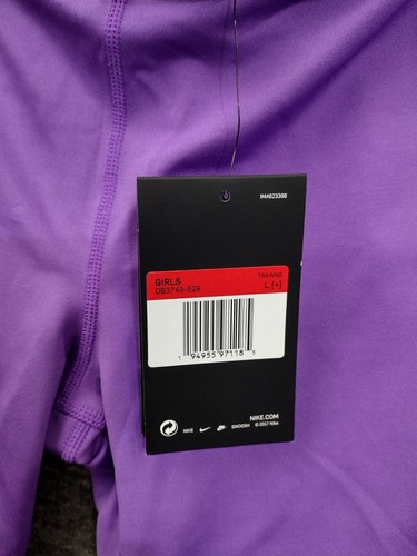 Nike Girl’s Dri Fit Tight Biking Shorts Purple Compression Training Size L+ - Picture 5 of 10