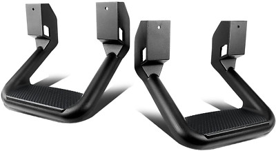 Pair Black Aluminum Side Hoop Steps Compatible with Most Pickups and Suv'S, New