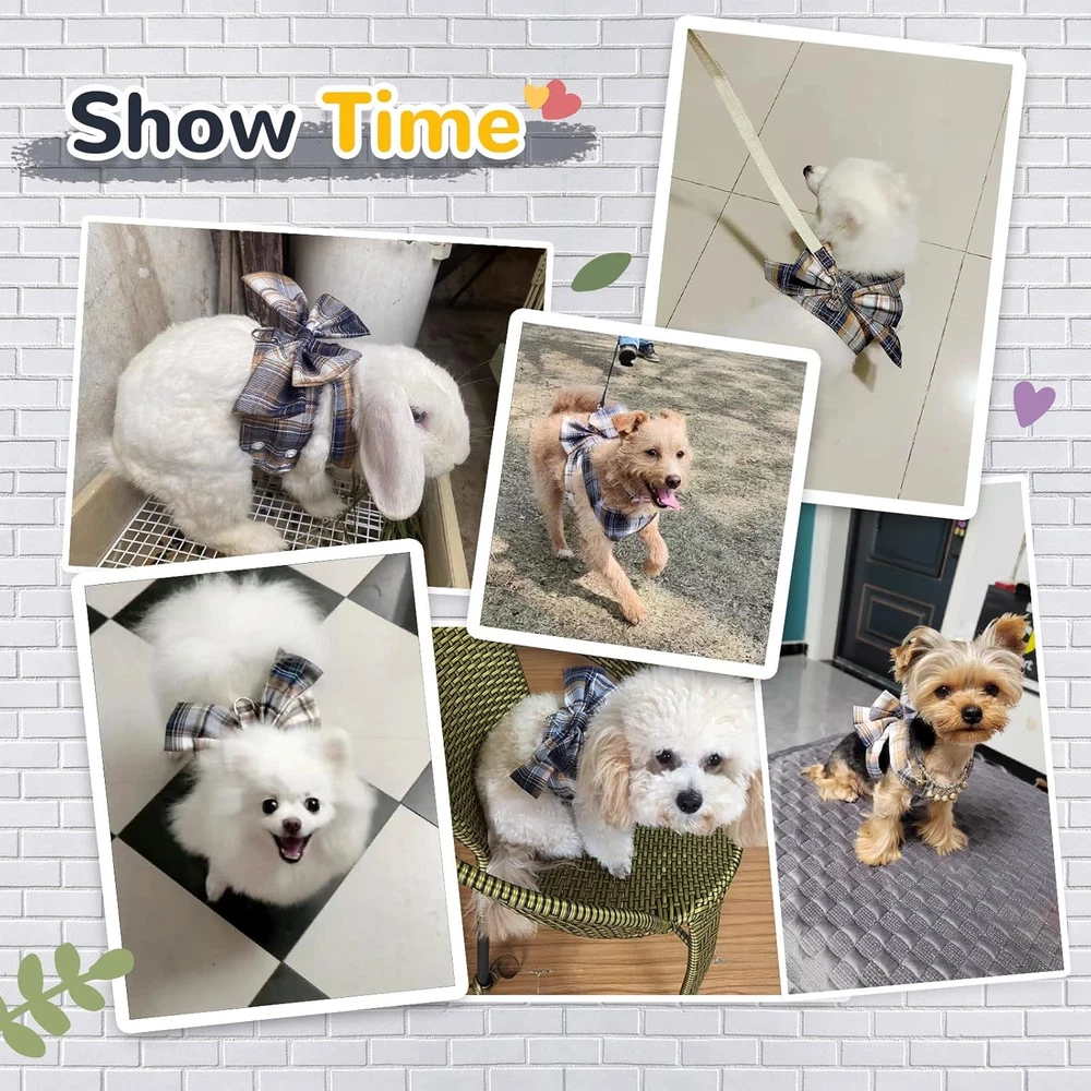 Dog Harness for Small Dogs with Bow Small Harness for Girl Dogs with D-Ring Soft