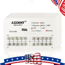 USA AZDENT Dental Orthodontic Brackets Braces Mini Roth Slot 018/022 Hooks 3/345