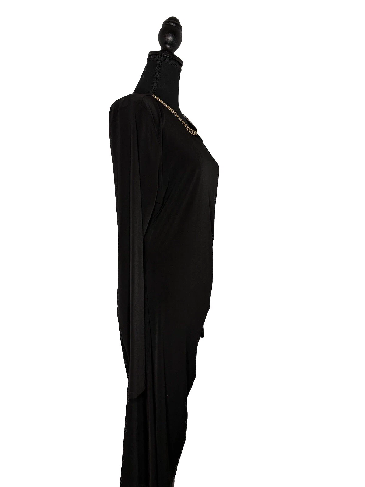 Abito Michael Kors nero manica lunga lunghezza ginocchio tg XL accessorio catena oro nuovo con etichetta