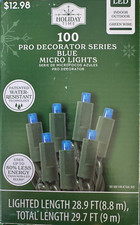 Holiday Time 100 Pro Decorator Series Blue Micro LED String Lights 29.7 Ft