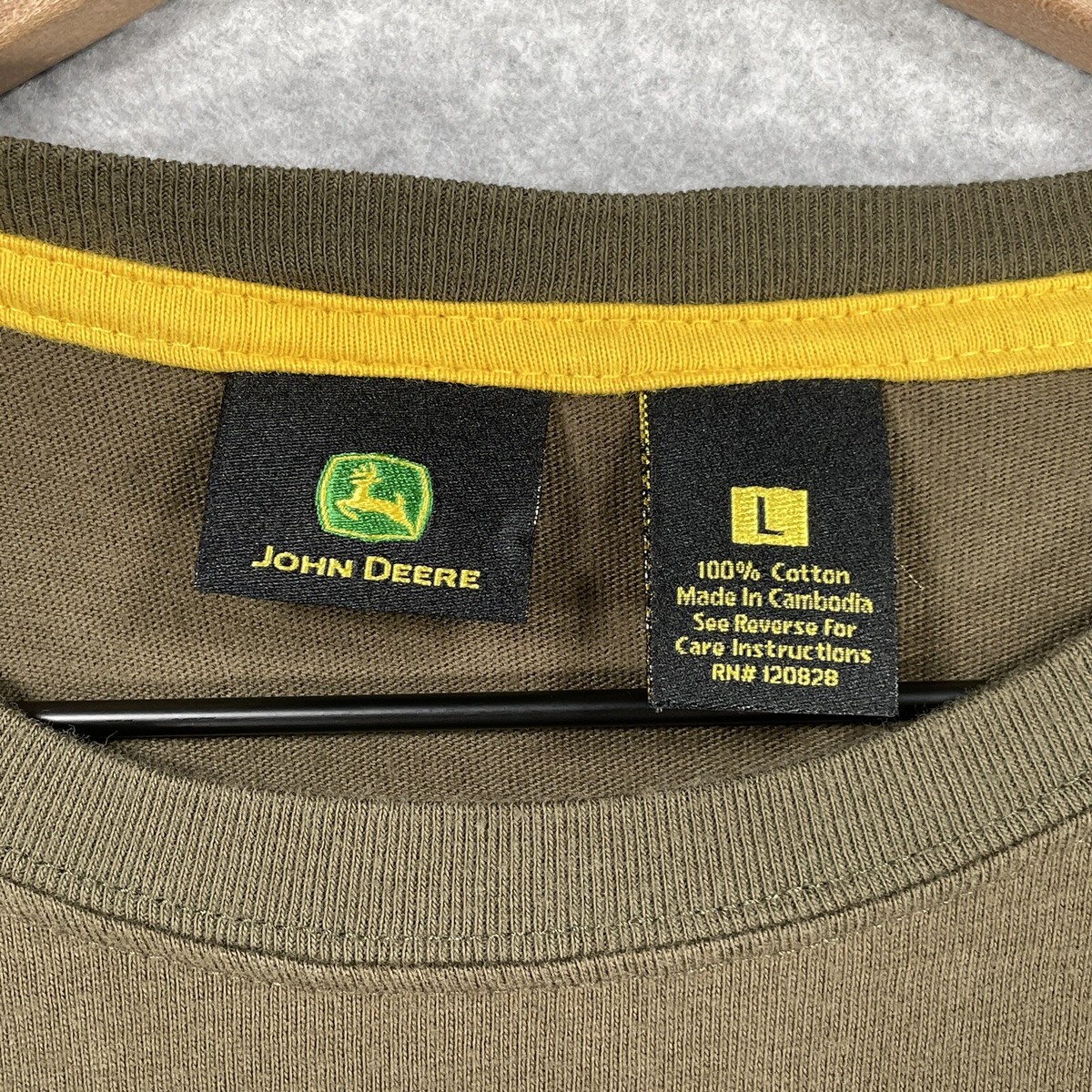 じぇい John Deere Shirt Mens Large Green Long Sleeve Camo Graphic Outdoor