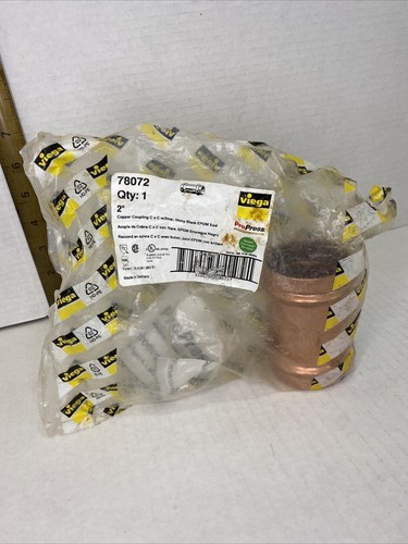 2" ProPress Copper Coupling w/ Stop - Viega 78072 NIP - 第 1/5 張圖片