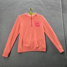 PINK Victoria's Secret Women Sweatshirt M Coral Graphic Heart Logo Zipper Long