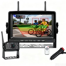 1080P Wireless Rear View 7'' DVR Quad Monitor Backup Camera For Truck RV Trailer