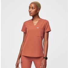 Figs Top Catarina One-Pocket Scrub Technical Collection XS Terracotta
