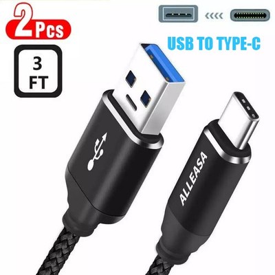 2-PACK 3 Ft USB to USB-C Type C Fast Charging Data SYNC Charger Cable Cord