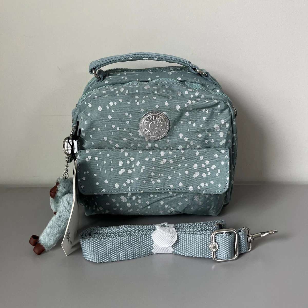 Kipling Blue Metallic Print Backpack Convertible Tote Handbag Lightweight Bag Art Tote Bag main image 3