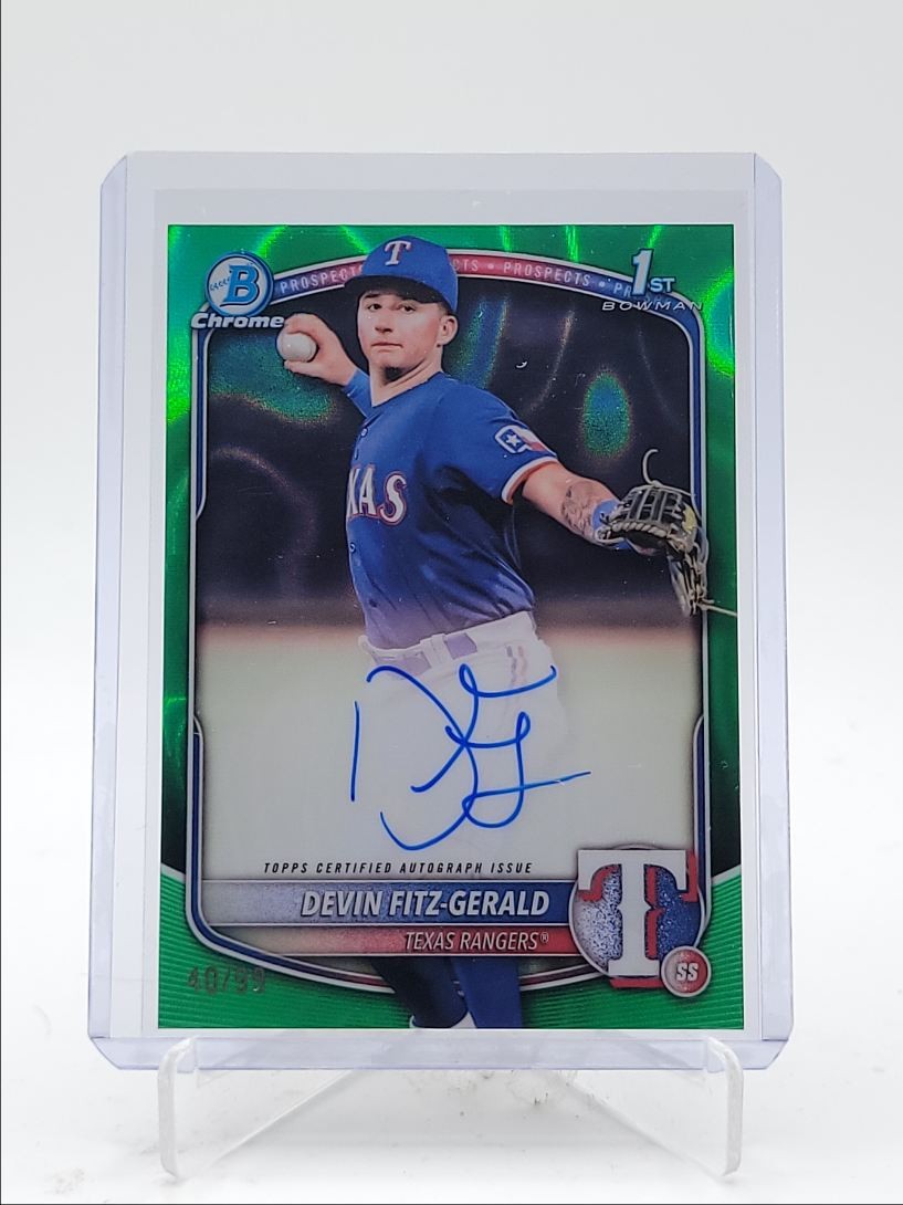 DEVIN FITZ-GERALD 2025 BOWMAN CHROME 1ST GREEN LAVA REFRACTOR AUTO /99 Q3967
