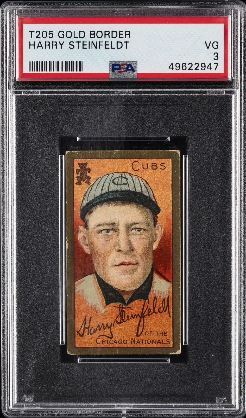 1911 T205 GOLD BORDER HARRY STEINFELDT PSA 3