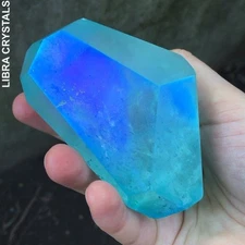 Aqua Blue Aura Quartz Freeform Crystal 252g