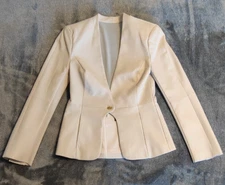 HALSTON HERITAGE 100% Lamb Leather SILK Blazer Jacket womens SIZE XS