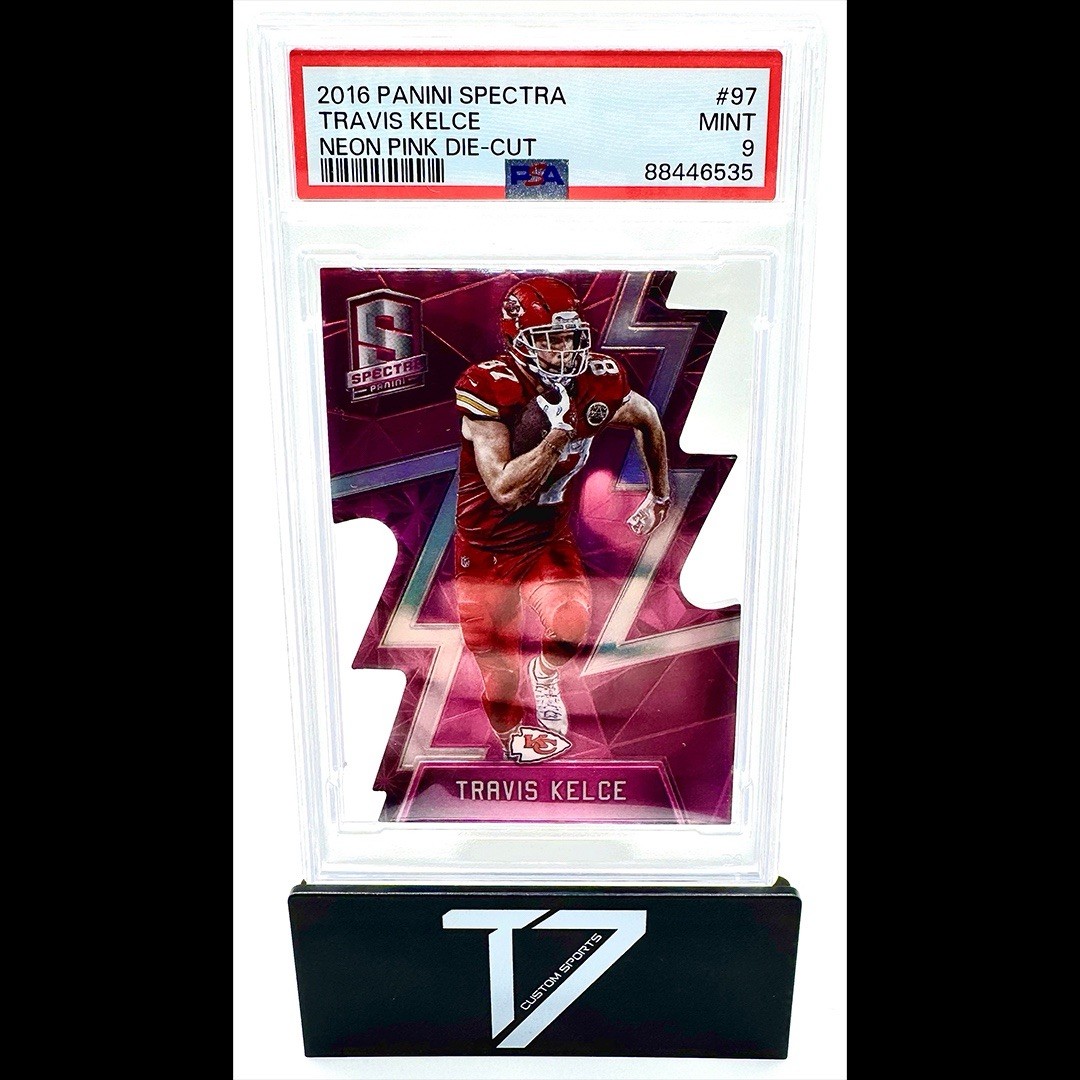 2016 Panini Spectra Travis Kelce #97 Neon Pink Die-Cut /5 PSA 9 POP 1