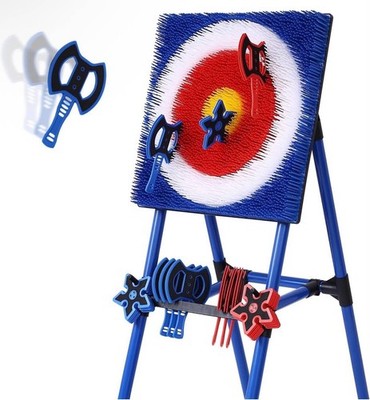 Axe Throwing Game Set Bristle Target w/ Stand, Safety Axes & Ninja Stars