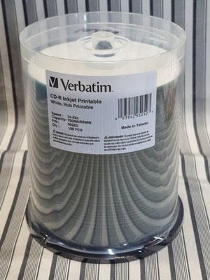 Verbatim CD-R Inkjet Printable 700MB 52x White Hub Printable 100 Pack 