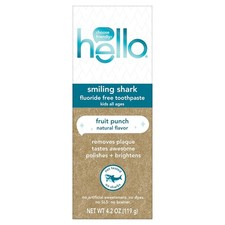 Hello Smiling Shark Fluoride Free Kids Toothpaste, Natural Fruit Punch, 4.2 Oz T