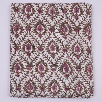 Tissu artisanal de couture 100 % coton imprimé floral indien bloc main de... - Photo 1/4