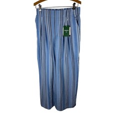 Halara Blue Striped Wide Leg Pants Size M NWT High Rise Pleated Trousers