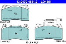 Front Axle ATE 13.0470-4851.2 Brake Pad Set, Disc Brake for Alfa Romeo