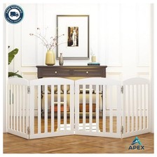 Dog Gate 96 Inch Wide 28 Inch Tall Freestanding Wooden Foldable Pet Gate No