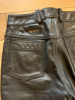 Vintage Lewis Leathers Motorcycle Black Leather Biker Trousers Mens W34 L36