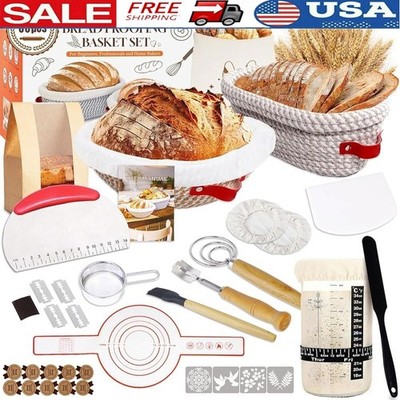 30 PCS Sourdough Bread Baking Kit Proofing Baskets Tools Scoring Set Starter New