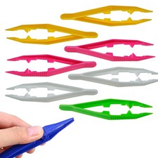 12 Pcs Lightweight Plastic Tweezers Serrated Pointed Tip - Different Colors