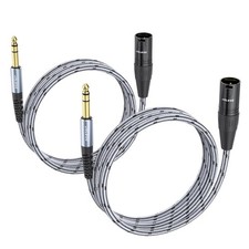 2 PCS 1/4 Inch TRS to XLR Male Cable Balanced 6.35mm to 3Pin 6.6ft Mic Cord