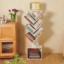 7 Tier Tree Book shelf, Small Bookcase with Reading Planner and Activity Pane...