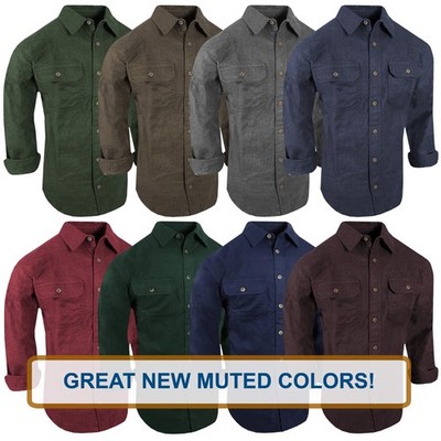 Chamois Shirt Mens Flannel Thick Cotton Rugged Work Button Pen Pocket True Fit