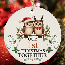 Our 1st Anniversary Christmas Together Ornament 1 Year Owl Couple In Love Gift