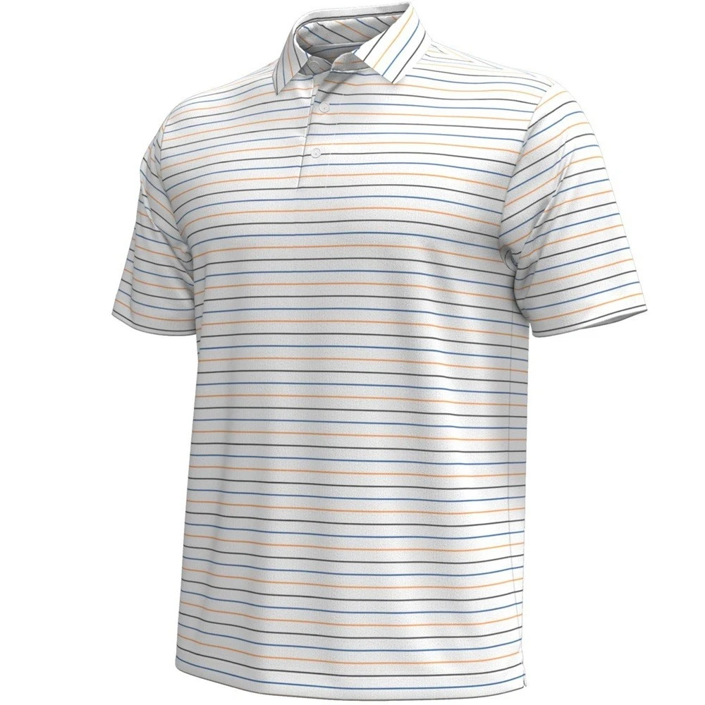 NEW Men's Under Armour Golf T2 Green Trace Stripe Polo White Accent 2XL