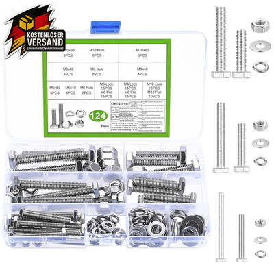 Edelstahl Schraubenset M6 M8 M10 mit Muttern und Scheiben für Industrie & Heimwe