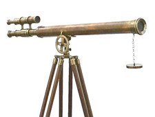 Brass Telescope With Tripod Stand Antique Nautical Floor Standing Spyglass