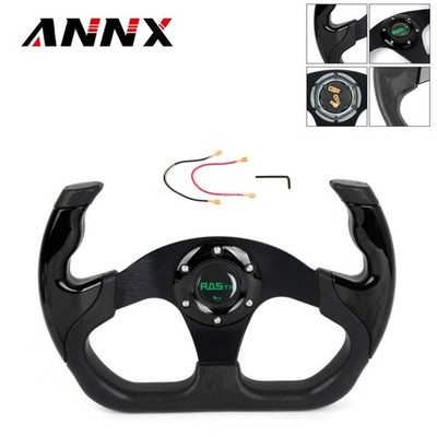 13'' 325mm U-Shape Flat Drift Racing Steering Wheel Horn Button Universal 6 Hole