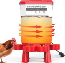 Hanging Heated Chicken Waterer 3 Gallon Plastic Chicken Water Heater Heated