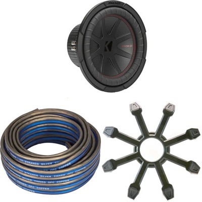 Kicker 48CWR104 CompR 10'' Subwoofer, DVC, 4-ohm - Includes Speaker Wire & Grill