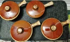Hull McCoy Pottery Brown Drip Individual Casseroles Soup Chili Bowls Lids 8 pc