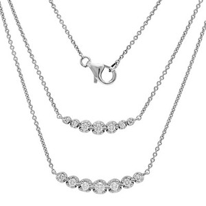curved 14k layer pendant necklace diamond double bar gold 39ctw