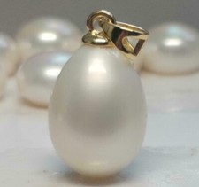 HUGE 10-14mm NATURAL WHITE SOUTH SEA PEARL PENDANT 14K YELLOW GOLD